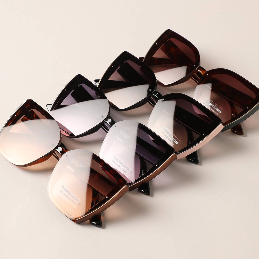 Frameless Oversized Cat Eye Sunglasses