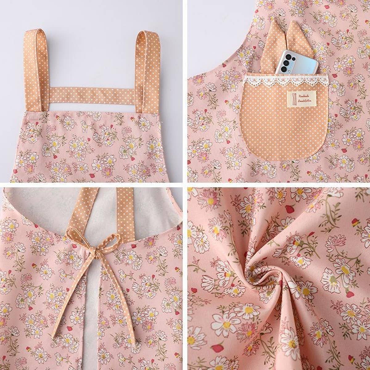 Floral Canvas Bib Apron with Pockets
