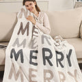 Multi Color "Merry"  Pattern Print Cozy Throw Blanket