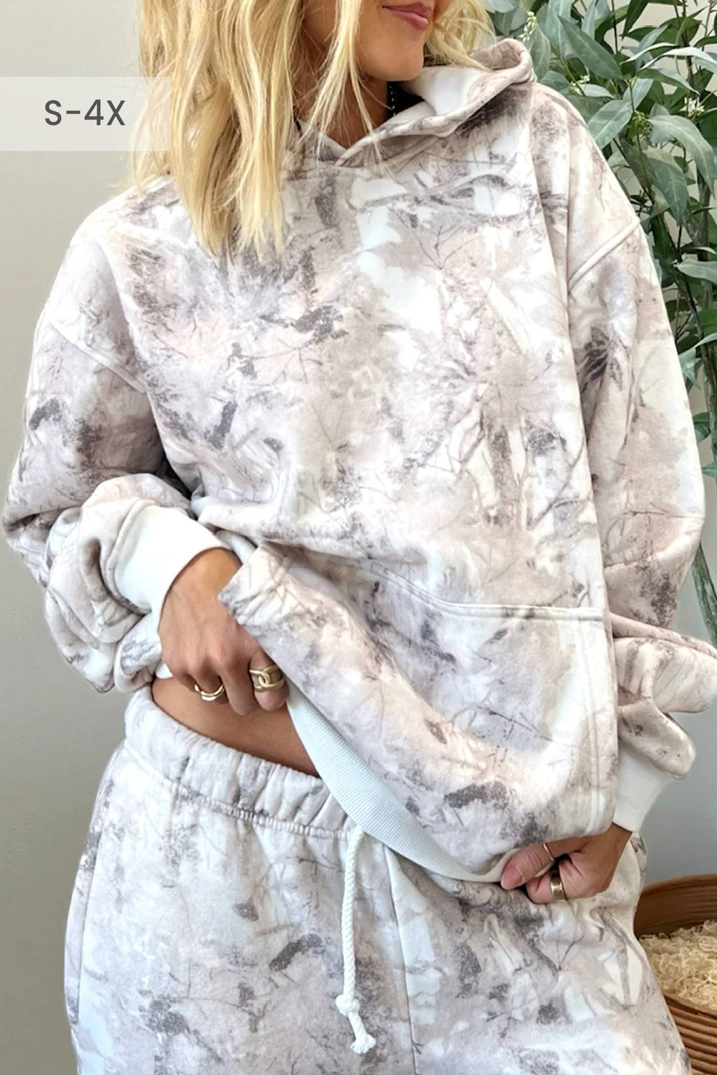 White Camo Hoodie and Pants Set