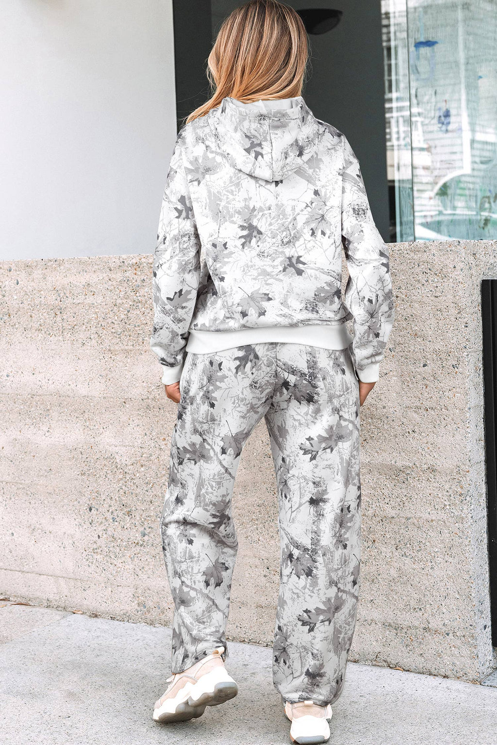 White Camo Hoodie and Pants Set
