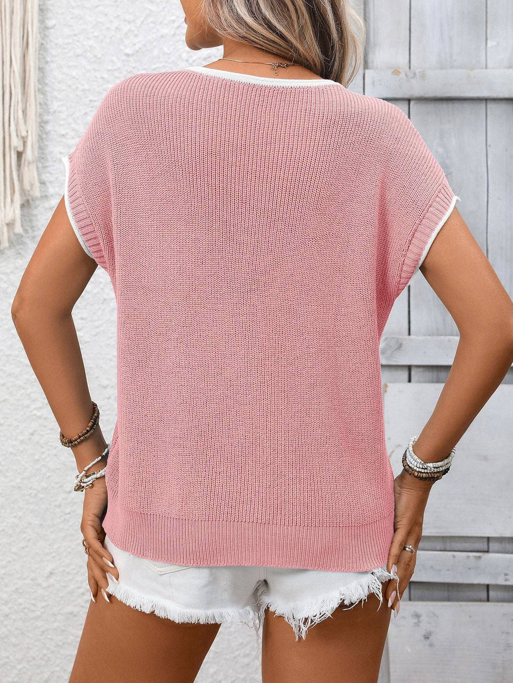 Knit Top Short Sleeve Casual Sweater