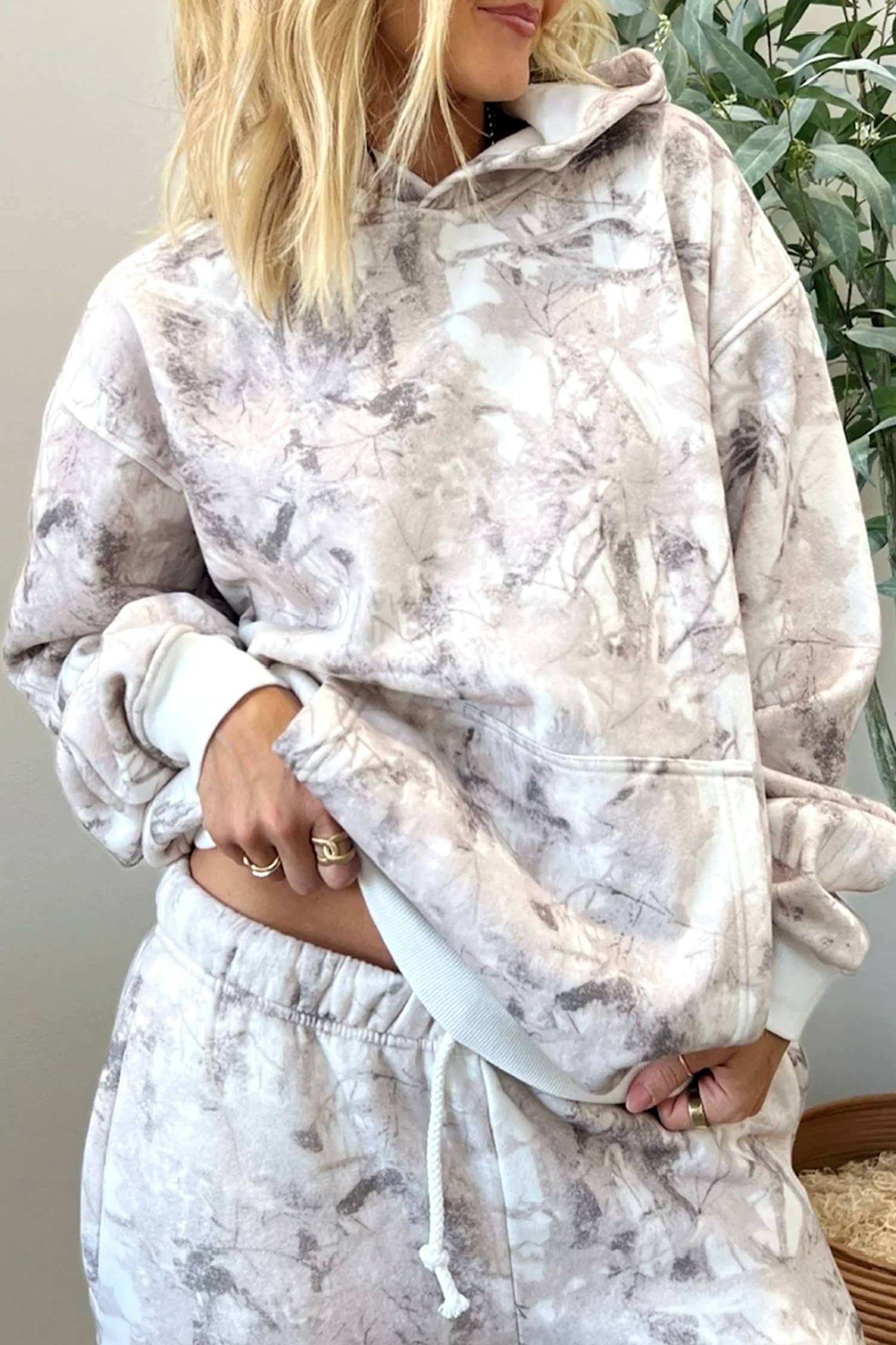 White Camo Hoodie and Pants Set