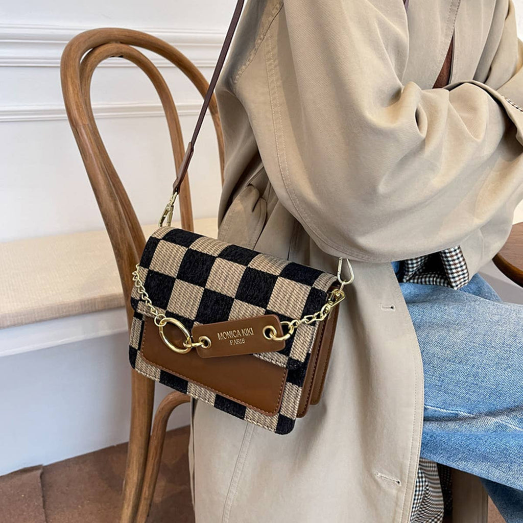 Trendy Checkered Crossbody Bag