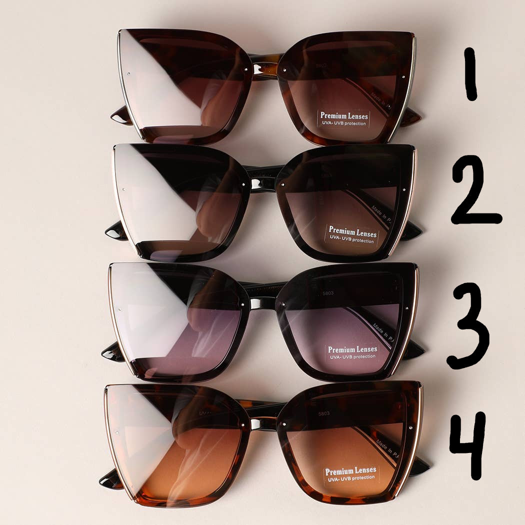 Frameless Oversized Cat Eye Sunglasses