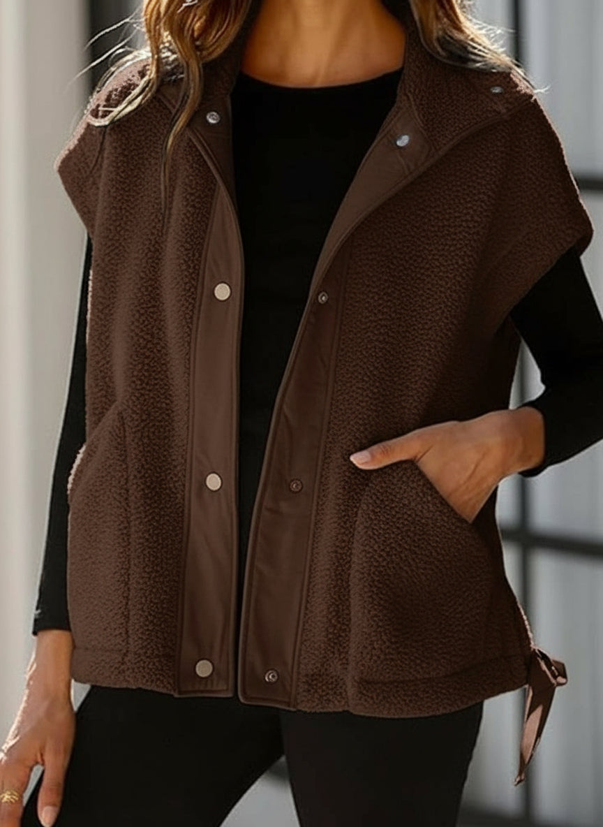 Fleece Button Vest Jacket