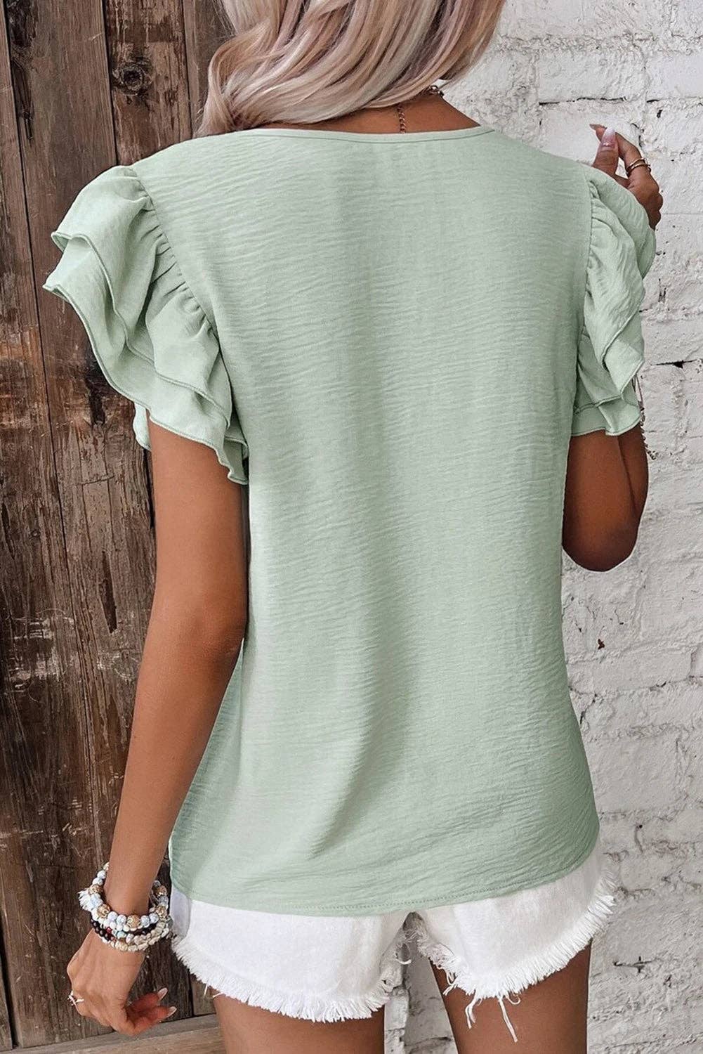 Ruffled Short Sleeve Blouse