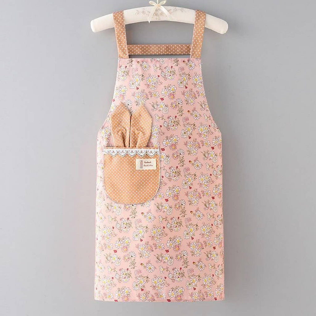 Floral Canvas Bib Apron with Pockets