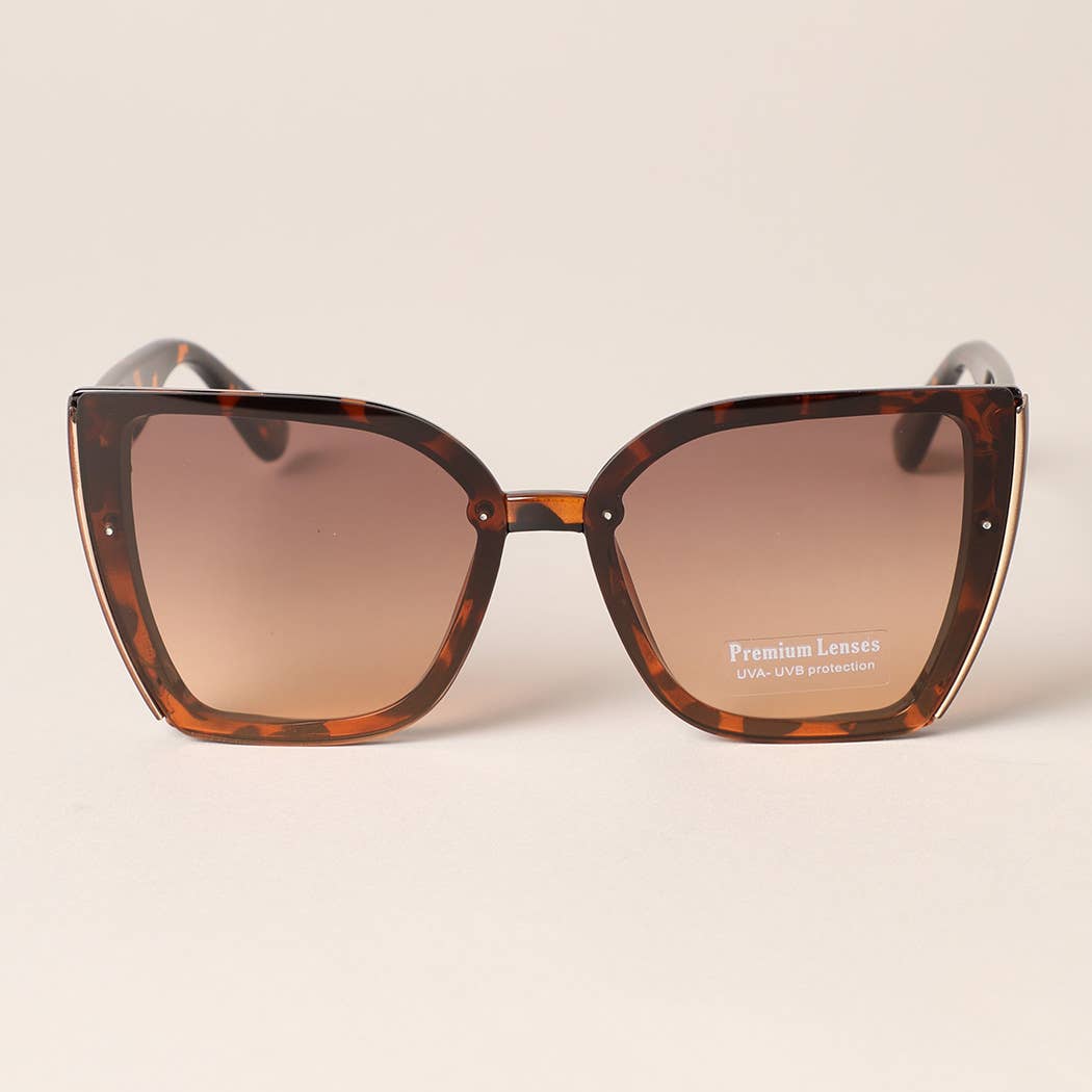 Frameless Oversized Cat Eye Sunglasses