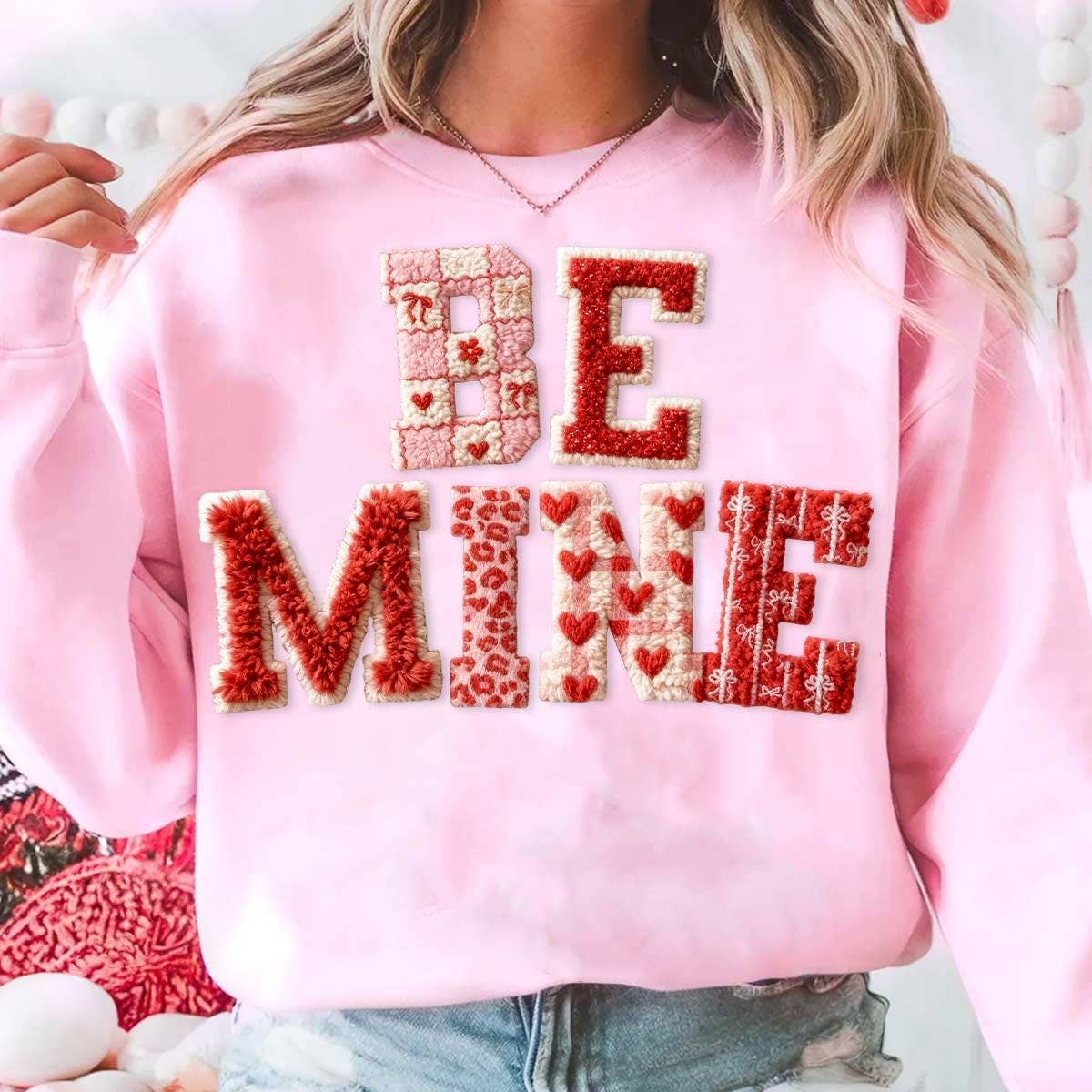 Faux Yarn Crochet Be Mine Valentines Day Sweater