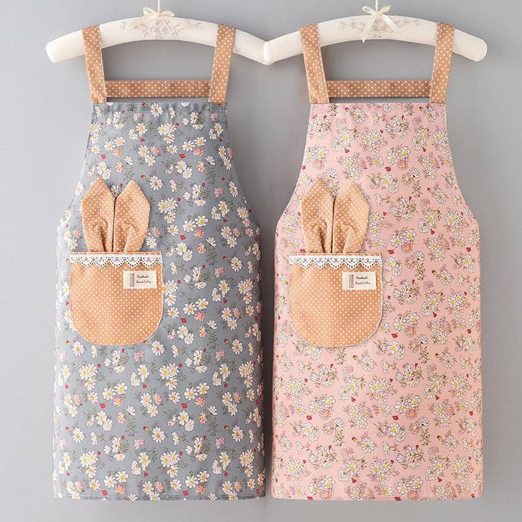 Floral Canvas Bib Apron with Pockets