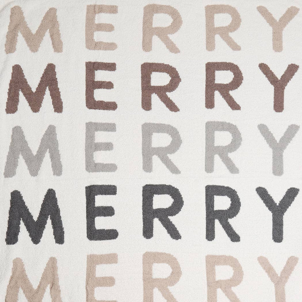 Multi Color "Merry"  Pattern Print Cozy Throw Blanket