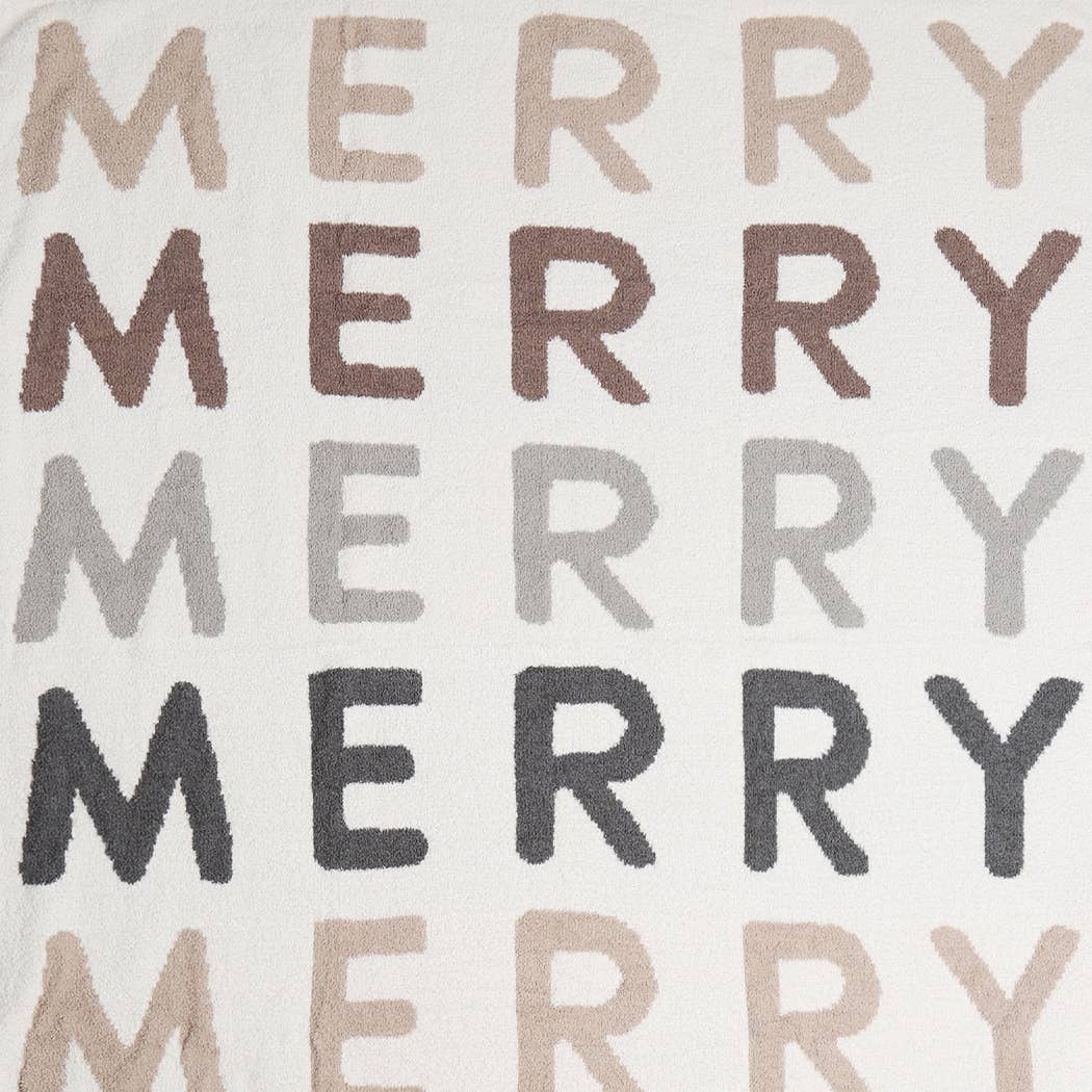 Multi Color "Merry"  Pattern Print Cozy Throw Blanket